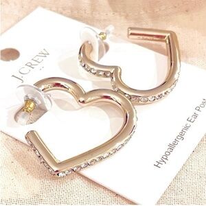 🆕- J. Crew Crystal Heart Hoop Earrings